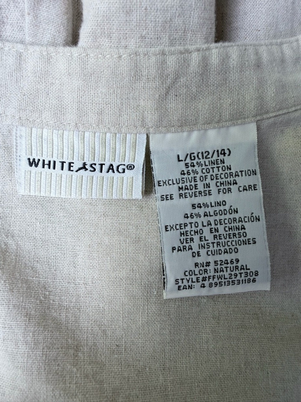 White Stag Light Cream linen Wide-Leg Embroidered Pants - Picture 3 of 14